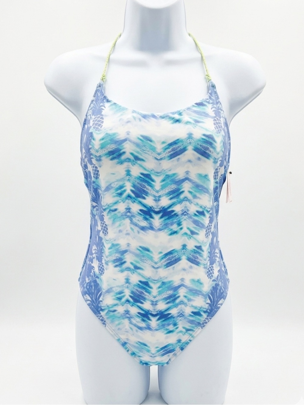 NWT Victoria Secret Flounce Ruffle Deep Plunge Cheeky Tie Dye One Piece Suit M